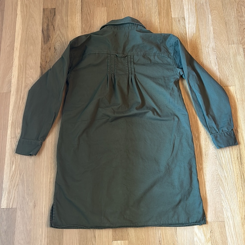 Madewell Mini Shirtdress Longsleeve Button Down with Pockets Green Women Size XS - Picture 13 of 14